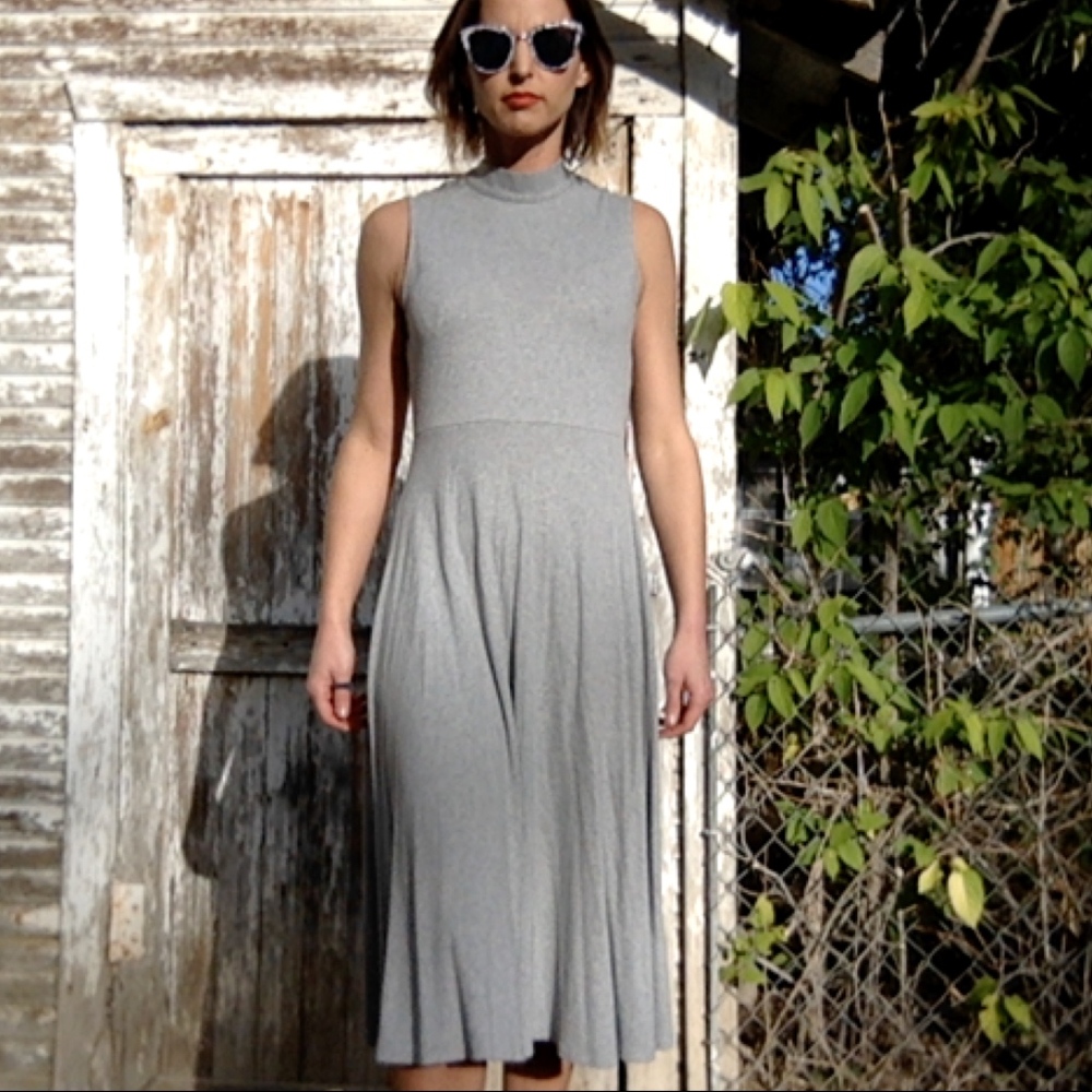 Gray Open Back Tie Dress